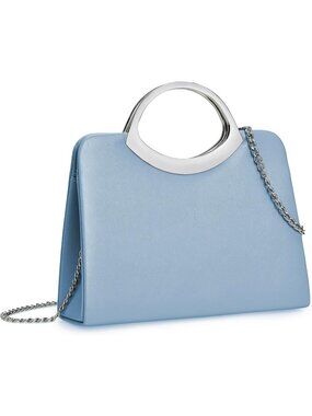 Women's Light Blue Small Dressy Clutch Purse For Elegant Party Wedding Evening B